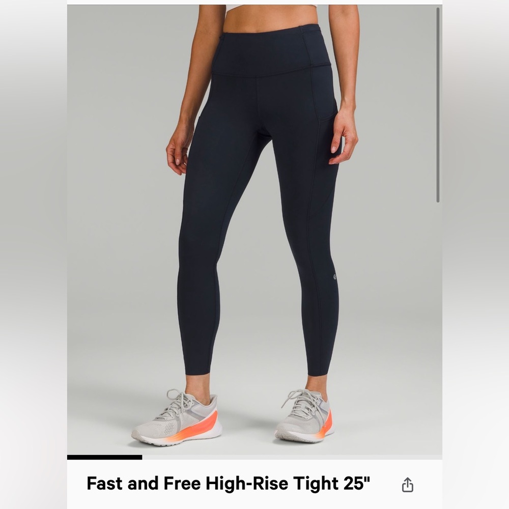 LULULEMON FAST AND FREE navy blue- barely worn!